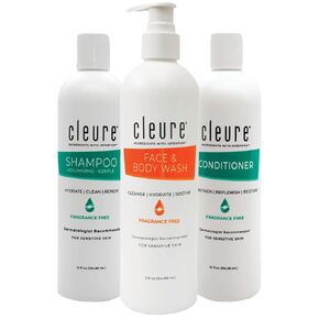 Cleure Fragrance Free Shampoo and Conditioner Set with Body Wash – Hypoallergenic 3 Piece Sulfate Free Hair & Body Care for Sensitive Skin (12 oz Bottles) in Saudi Arabia