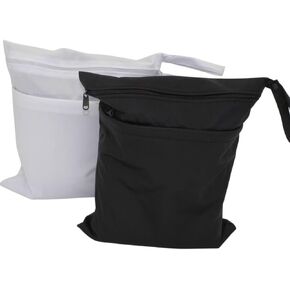 Hoovy Wet/Dry Storage Bags – 2 Pack Waterproof Diaper Organizer, Reusable Travel Bags with Dual Zipper Compartments, Leak-Resistant for Baby Essentials, Swim & Travel in Kuwait