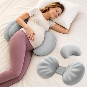 Adjustable W Shaped Pregnancy Pillow for Pregnant Women, Memory Foam Maternity Support Pillow for Side Sleeping, Belly and Back Support, Compact Design for All Trimesters in Kuwait