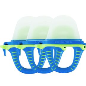 Teetherpop Fillable Silicone Teether for Babies (3-Pack) – Breastmilk Popsicle Molds for Teething w/Spill-Proof Sippy Slits – Baby Teethers for Liquid & Purée – Cooling Teething Relief (BlueLime) in Kuwait