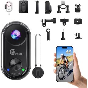 4K Mini Action Camera, 10M Underwater Body Camera,Built-in 64GB SD Card,Wearable Action Body Cam,Thumb Size Hands-Free POV Recording, Magnetic Sport DV for Running, Cycling, Swimming, Hiking in Kuwait