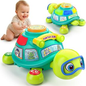 Vahome Musical Crawling Turtle Toy for Babies 3–12 Months, Light-up Educational Baby Toy for 6 7 8 9 10-12 Month Old Boy Girl, Bilingual Development Infant Gifts for 3 4 5 6-12 Months (Green) in Kuwait