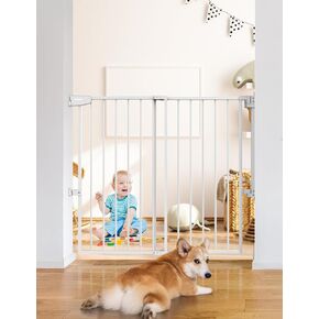Babelio 29.7-46.5" No Bottom Bar Baby/Dog Gate for Stairs, House and Doorways, Auto Close Safety Pet Gates with Large Walk Thru Door, Hardware Mount, Black in Saudi Arabia