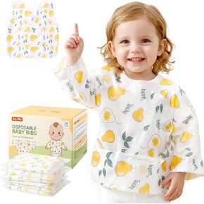 LOL-FUN Disposable Baby Bibs with Crumb Catcher, 12/24PCS | Waterproof Soft Feeding Bibs for Toddlers, Kids Travel & Daycare Essentials in Saudi Arabia