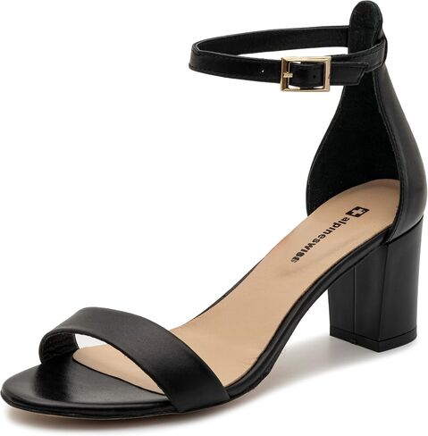 Alpine Swiss Janet Womens Leather Ankle Strap Low Heel Sandals Open Toe Strappy Chunky Heels Comfort Dressy Pumps Party Shoes in Kuwait