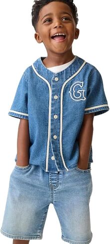 Gap Baby Boys' Denim Baseball Shirt in Kuwait