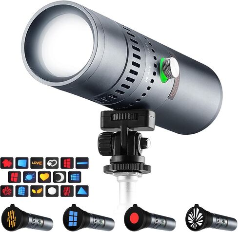 K&F CONCEPT SP25C 25W RGB Photography Flashlight with 20 Gobos & 4 Colors, 9000mAh Portable Zoomable Video Spotlight, 4000 Lux Studio Light for Portrait, Video Recording & Content Creation, Gray in Kuwait