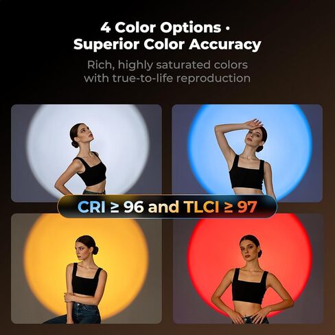 K&F CONCEPT SP25C 25W RGB Photography Flashlight with 20 Gobos & 4 Colors, 9000mAh Portable Zoomable Video Spotlight, 4000 Lux Studio Light for Portrait, Video Recording & Content Creation, Gray in Kuwait