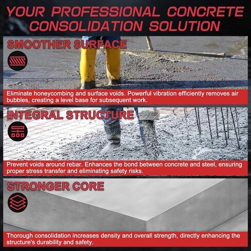 Concrete Vibrating Tool Compatible with Milwaukee 18V Battery(Not Include Battery), Brushless Handheld Concrete Vibrator with 3.28ft Shaft Rod, 4300RPM, for Mixing and Compacting Building Concrete in Kuwait