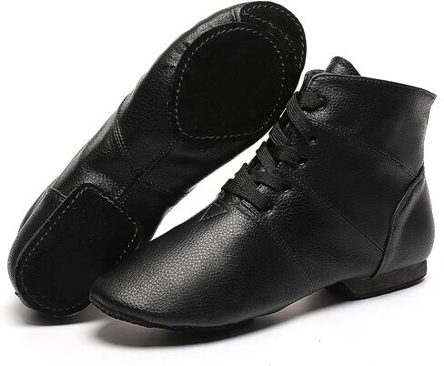 Keemi Jazz Dance Boots with Zipper Lace Up Black Jazz Shoes Dance Boots for Women Mens Girls Adult Split Suede Sole in Kuwait