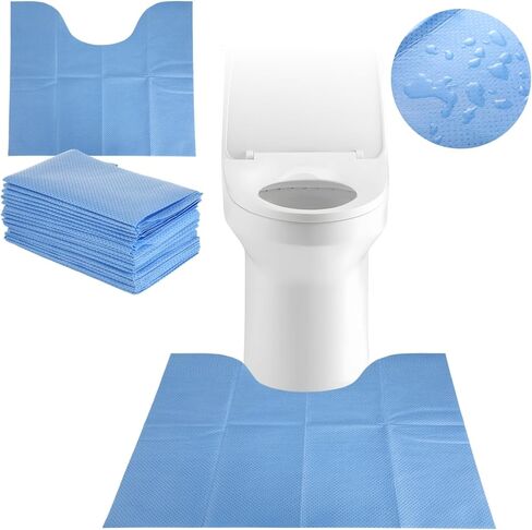 25 Pcs Disposable Toilet Mats, Absorbent Non-Woven Commode Mats, Non-Slip Toilet Floor Mats, Curved Floor Pads for Urine, Toilet Floor Protectors, 22 x 18.9 in in Kuwait
