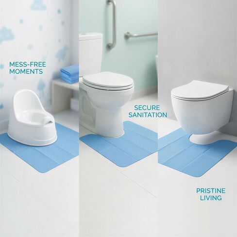 25 Pcs Disposable Toilet Mats, Absorbent Non-Woven Commode Mats, Non-Slip Toilet Floor Mats, Curved Floor Pads for Urine, Toilet Floor Protectors, 22 x 18.9 in in Kuwait