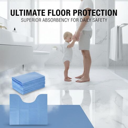 25 Pcs Disposable Toilet Mats, Absorbent Non-Woven Commode Mats, Non-Slip Toilet Floor Mats, Curved Floor Pads for Urine, Toilet Floor Protectors, 22 x 18.9 in in Kuwait