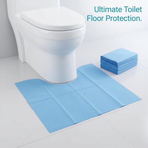 25 Pcs Disposable Toilet Mats, Absorbent Non-Woven Commode Mats, Non-Slip Toilet Floor Mats, Curved Floor Pads for Urine, Toilet Floor Protectors, 22 x 18.9 in in Kuwait