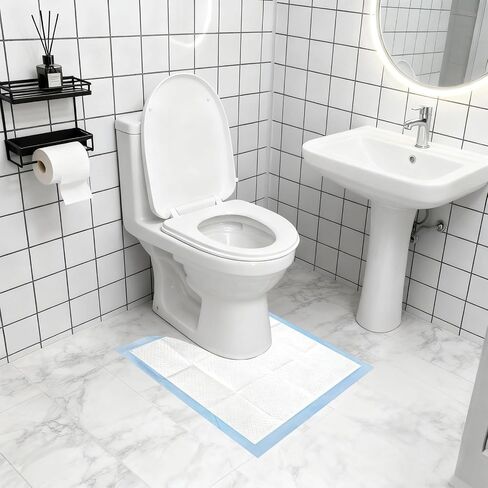 25 Pcs Disposable Toilet Floor Mats, Super Absorbent, Non-Slip, Leak-Proof Urine Splash Guard, Cushioned Bathroom Protection, Individually Wrapped Pads for Home and Travel Use in Kuwait