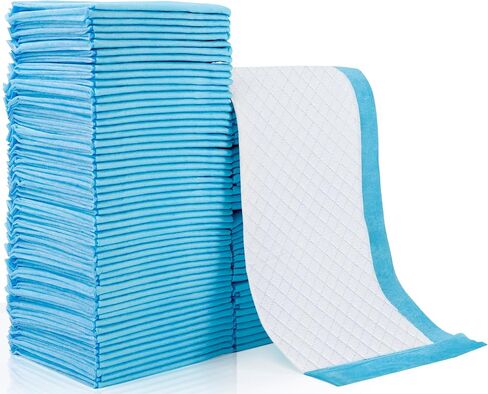 100 Pack Disposable Changing Pad, Super Absorbent Disposable Underpads, Waterproof Leak Proof Diaper Changing Pads, Breathable Incontinence Pad for Adult Child Baby Pets, 13X18 Inch, Blue in Kuwait