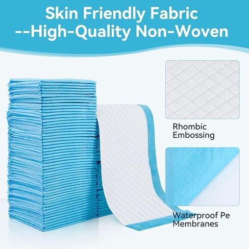 100 Pack Disposable Changing Pad, Super Absorbent Disposable Underpads, Waterproof Leak Proof Diaper Changing Pads, Breathable Incontinence Pad for Adult Child Baby Pets, 13X18 Inch, Blue in Kuwait
