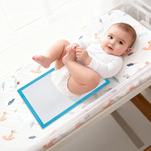 100 Pack Disposable Changing Pad, Super Absorbent Disposable Underpads, Waterproof Leak Proof Diaper Changing Pads, Breathable Incontinence Pad for Adult Child Baby Pets, 13X18 Inch, Blue in Kuwait