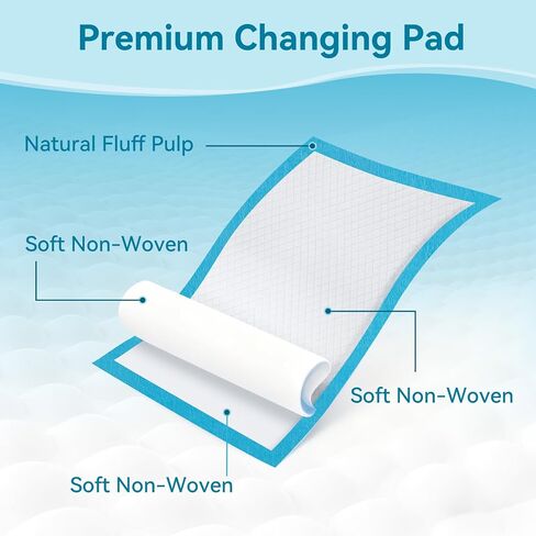100 Pack Disposable Changing Pad, Super Absorbent Disposable Underpads, Waterproof Leak Proof Diaper Changing Pads, Breathable Incontinence Pad for Adult Child Baby Pets, 13X18 Inch, Blue in Kuwait