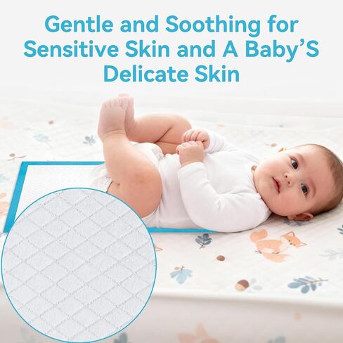 100 Pack Disposable Changing Pad, Super Absorbent Disposable Underpads, Waterproof Leak Proof Diaper Changing Pads, Breathable Incontinence Pad for Adult Child Baby Pets, 13X18 Inch, Blue in Kuwait