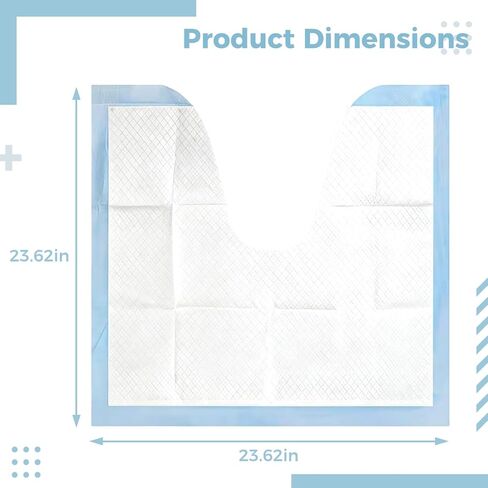 25 Pcs Disposable Toilet Floor Mats, Super Absorbent and Leak-Proof, Non-Slip Cushioned Bathroom Pads, Individually Wrapped, PE Film Backing, U Shaped and Square Options for Home, Office, Travel in Kuwait