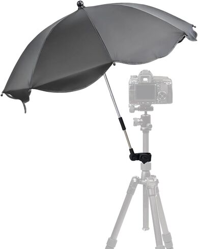 Camera Umbrella for Tripods, 25'' Enlarged Diameter Sun Shade, Adjustable Camera Rain Cover Weather Guard Umbrella for Outdoor Photographing, Filming, Live Streaming (Black) in Kuwait
