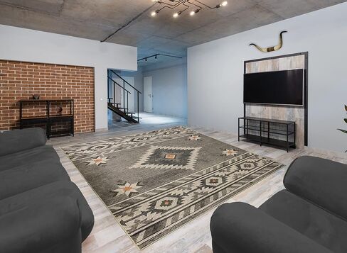 RugStylesOnline Nevita Collection Southwestern Native American Design Area Rug Southwest Design Rugs Geometric South West Pattern (Orange (Terra) Blue Beige Red, 5'3" x 7'1") in Kuwait