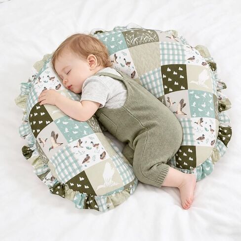 Ruffled Nursing Pillow Cover, Removable Stretchy Case for Breastfeeding Pillows, Ultra Soft and Breathable Feeding Pillow Slipcover with Modern Design Lace for Infant Girls Boys, Mallard Duck in Kuwait
