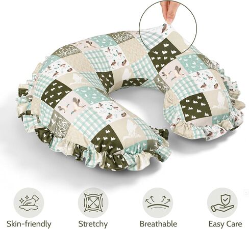 Ruffled Nursing Pillow Cover, Removable Stretchy Case for Breastfeeding Pillows, Ultra Soft and Breathable Feeding Pillow Slipcover with Modern Design Lace for Infant Girls Boys, Mallard Duck in Kuwait