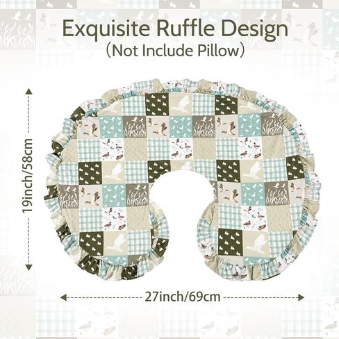 Ruffled Nursing Pillow Cover, Removable Stretchy Case for Breastfeeding Pillows, Ultra Soft and Breathable Feeding Pillow Slipcover with Modern Design Lace for Infant Girls Boys, Mallard Duck in Kuwait