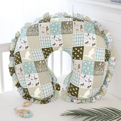 Ruffled Nursing Pillow Cover, Removable Stretchy Case for Breastfeeding Pillows, Ultra Soft and Breathable Feeding Pillow Slipcover with Modern Design Lace for Infant Girls Boys, Mallard Duck in Kuwait