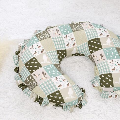Ruffled Nursing Pillow Cover, Removable Stretchy Case for Breastfeeding Pillows, Ultra Soft and Breathable Feeding Pillow Slipcover with Modern Design Lace for Infant Girls Boys, Mallard Duck in Kuwait