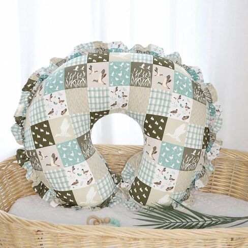 Ruffled Nursing Pillow Cover, Removable Stretchy Case for Breastfeeding Pillows, Ultra Soft and Breathable Feeding Pillow Slipcover with Modern Design Lace for Infant Girls Boys, Mallard Duck in Kuwait