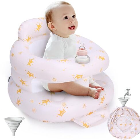 Inflatable Baby Seat for Babies 3 Months & Up, Inflatable Baby Support Seat for Sitting Up, Toddler Baby Floor Chair with Built in Air Pump, Upgrade Water Injection Function, More Stable (Color#03) in Kuwait