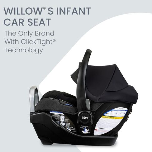 Britax Willow S Infant Car Seat with Alpine Base — Raven Black | Rear Facing Lightweight Baby Car Seat With ClickTight for Easy Installation, Naturally Flame-Retardant SafeWash Fabrics in Kuwait