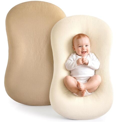 Termichy Baby Lounger Covers Muslin: Soft and Breathable Slipcover for Snuggle Me Lounger - Machine Washable & Zipper-Free for Safe Daily Use - Navy & Blue for Boys in Kuwait