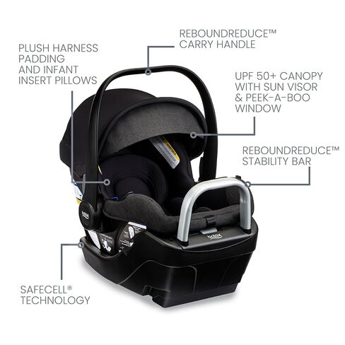 Britax Willow S Infant Car Seat with Alpine Base — Raven Black | Rear Facing Lightweight Baby Car Seat With ClickTight for Easy Installation, Naturally Flame-Retardant SafeWash Fabrics in Kuwait