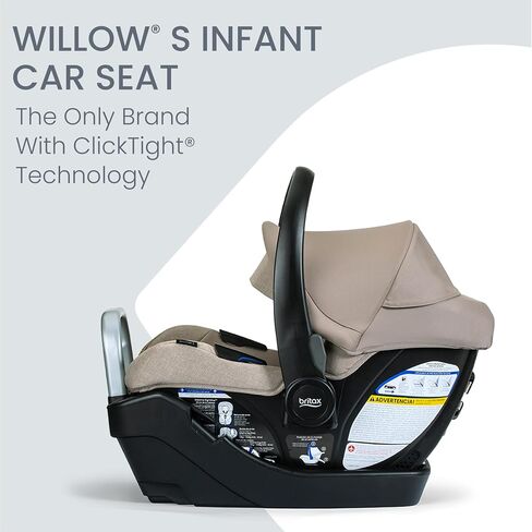 Britax Willow S Infant Car Seat with Alpine Base — Teak | Rear Facing Lightweight Baby Car Seat With ClickTight for Easy Installation, Naturally Flame-Retardant SafeWash Fabrics in Kuwait