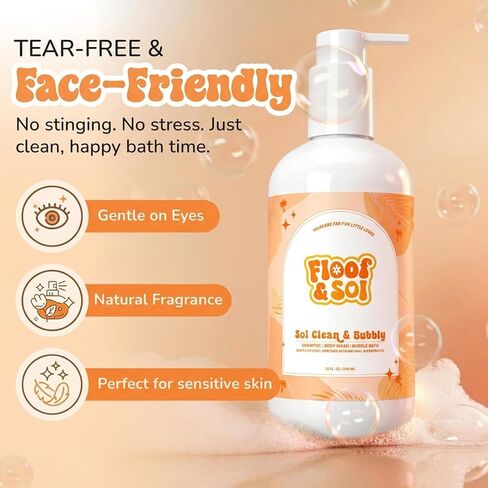 floof & sol Baby Shampoo and Body Wash, 10 Oz, Non-Tear Kids Shampoo for Sensitive Skin, Head-to-Toe Cleanser for Newborns and Toddlers, with Avocado Oil, Squalane & Superfruit Extracts in Kuwait
