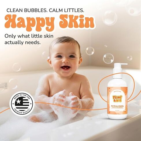 floof & sol Baby Shampoo and Body Wash, 10 Oz, Non-Tear Kids Shampoo for Sensitive Skin, Head-to-Toe Cleanser for Newborns and Toddlers, with Avocado Oil, Squalane & Superfruit Extracts in Kuwait