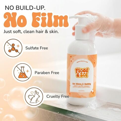 floof & sol Baby Shampoo and Body Wash, 10 Oz, Non-Tear Kids Shampoo for Sensitive Skin, Head-to-Toe Cleanser for Newborns and Toddlers, with Avocado Oil, Squalane & Superfruit Extracts in Kuwait