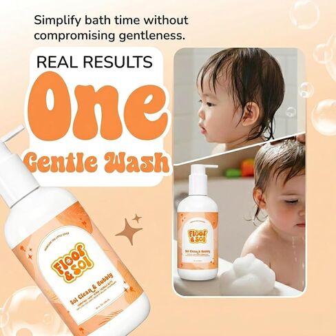 floof & sol Baby Shampoo and Body Wash, 10 Oz, Non-Tear Kids Shampoo for Sensitive Skin, Head-to-Toe Cleanser for Newborns and Toddlers, with Avocado Oil, Squalane & Superfruit Extracts in Kuwait