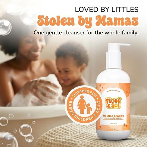 floof & sol Baby Shampoo and Body Wash, 10 Oz, Non-Tear Kids Shampoo for Sensitive Skin, Head-to-Toe Cleanser for Newborns and Toddlers, with Avocado Oil, Squalane & Superfruit Extracts in Kuwait
