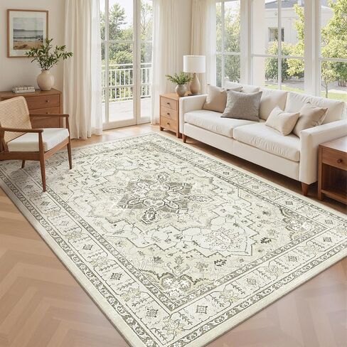 zesthome 10x12 Area Rugs for Girls Bedroom, Low Pile Machine Washable Rugs, Vintage Large Pink Rugs, Stain Resistant Nursery Room Rug, Baby Crawling Rug (Pink/Blue,10'x12') in Kuwait