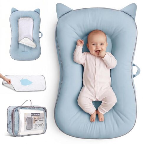 Comfortable and Breathable Baby Lounger | Breathable Soft Tummy Time Mat, Machine Washable, Bionic Design for Supervised Awake Time, Portable for Home and Travel in Kuwait
