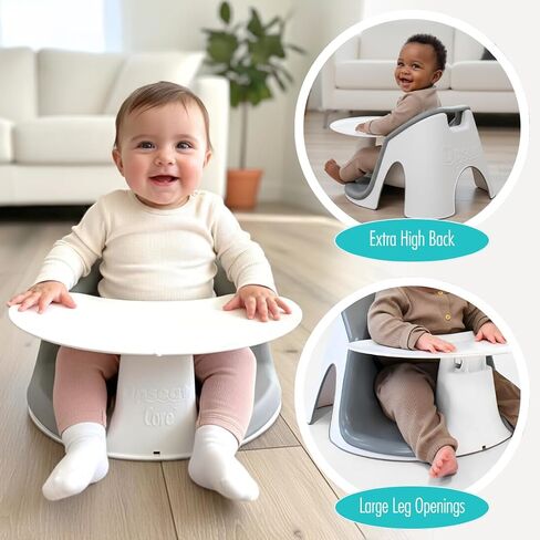 Upseat Core Ergonomic Baby Floor Seat with Removable Tray & Cushion, Lightweight Portable Infant Sitting Chair for Upright Posture & Healthy Hip Development, Easy-Clean Design in Kuwait