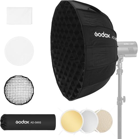 Godox AD-S60S Softbox Godox Mount Softbox 60cm/23.6inch with Grid Diffusers Reflector Carry Bag for AD400 Pro AD300 Pro Strobe Flash and ML100bi ML100R ML80BI ML150BI ML60II Bi ML30 LED Light in Kuwait