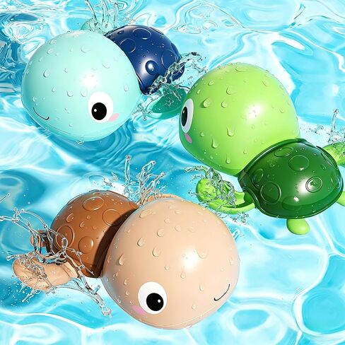 Wind Up Bath Toys for Toddlers 1-3, Swimming Turtle Baby Bathtub Toys for 1+ Year Old Boys and Girls, Floating Water and Pool Toys for Kids, 3 Pack in Kuwait