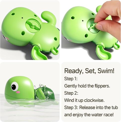 Wind Up Bath Toys for Toddlers 1-3, Swimming Turtle Baby Bathtub Toys for 1+ Year Old Boys and Girls, Floating Water and Pool Toys for Kids, 3 Pack in Kuwait