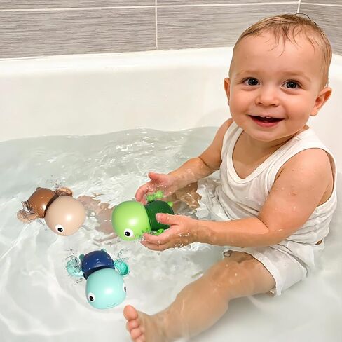 Wind Up Bath Toys for Toddlers 1-3, Swimming Turtle Baby Bathtub Toys for 1+ Year Old Boys and Girls, Floating Water and Pool Toys for Kids, 3 Pack in Kuwait